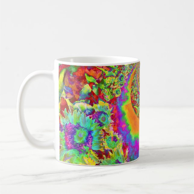 Sunflower Fields Forever - abstract boho floral Coffee Mug (Left)