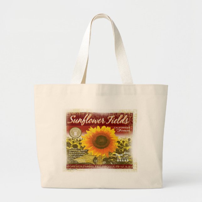 Sunflower Fields forever Large Tote Bag (Front)