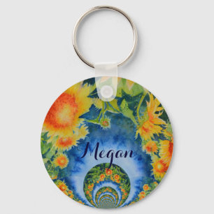 Sunflower Fields Forever - Monogram Keychain