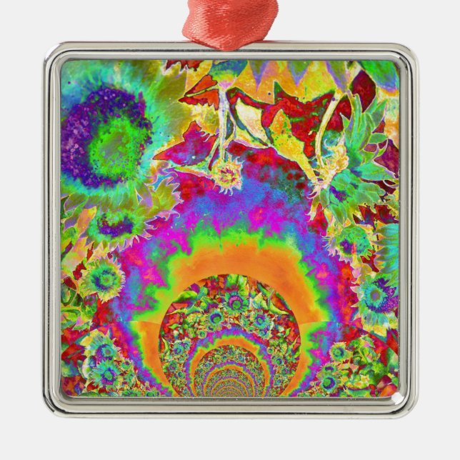 Sunflower Fields Forever - orange Metal Ornament (Front)
