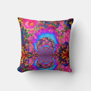 Sunflower fields forever -pink throw pillow