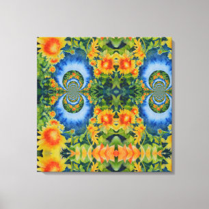 Sunflower fields forever, retro surreal sunflowers canvas print