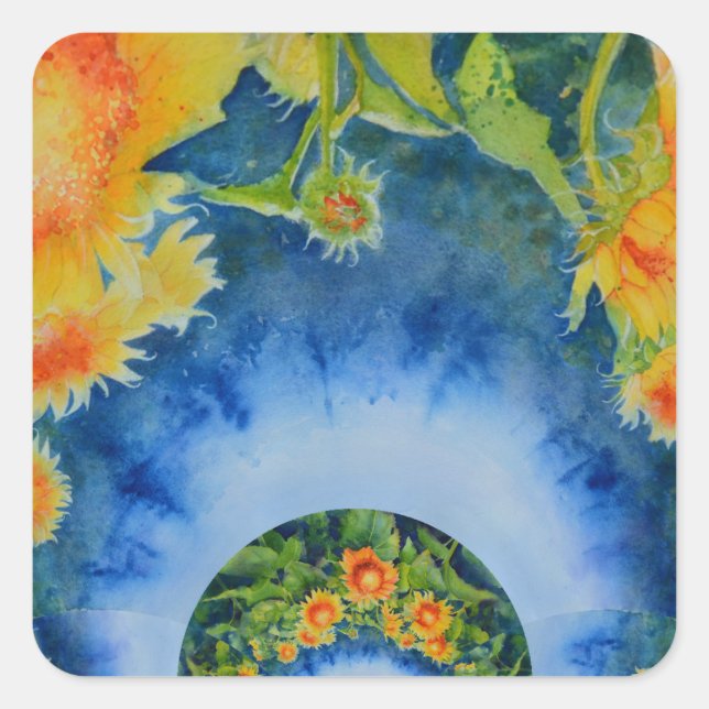 Sunflower Fields Forever Square Sticker (Front)