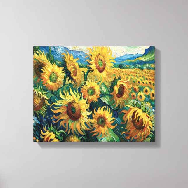 Sunflower Fields Forever Van Gogh-Inspired Ode  Canvas Print (Front)