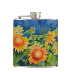 Sunflower fields hip flask