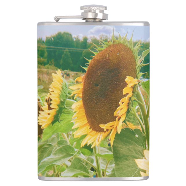 Sunflower Fields Hip Flask (Front)