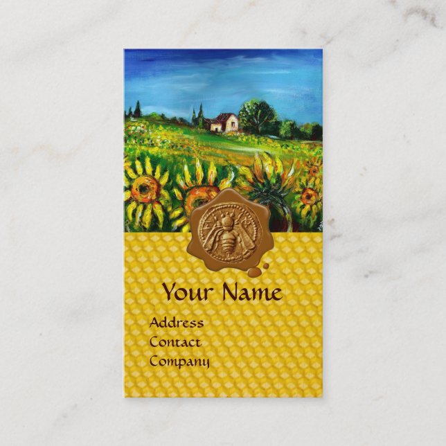 SUNFLOWER FIELDS , HONEY BEE WAX SEAL ,BEEKEEPER BUSINESS CARD (Front)