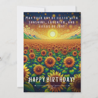 Sunflower Fields of Joy Birthday Flat Card