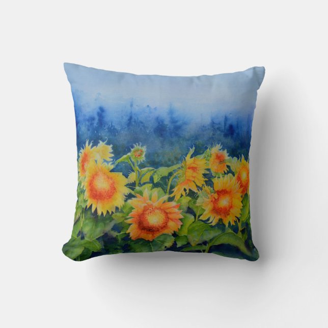Sunflower Fields Throw Pillow (Front)