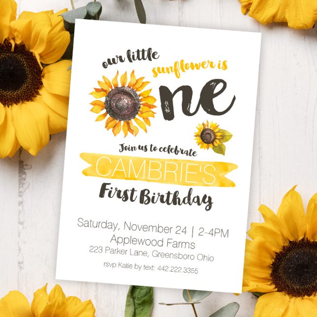 Sunflower First Birthday Invitation (Creator Uploaded)