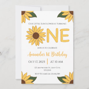 Sunflower First Birthday invitation