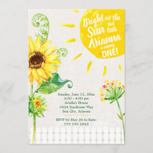 Sunflower First Birthday Party Invitation