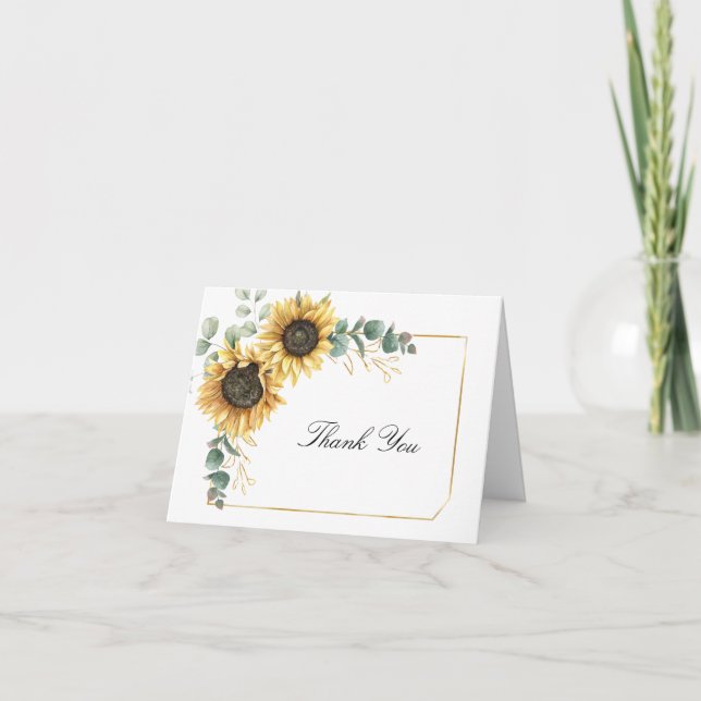 Sunflower Floral 16th Birthday Thank You Card (Front)