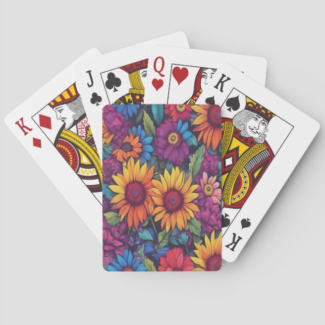 Sunflower Floral #212 - Playing Cards (Back)
