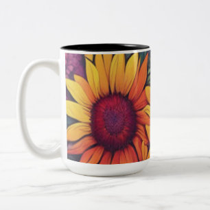 Sunflower Floral #212 - Two-Tone Coffee Mug