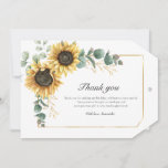 Sunflower Floral 60th Birthday Thank You Card<br><div class="desc">For all those who showed up to celebrate your special day with you,  this elegant botanical geometric floral thank you card featuring sunflowers and eucalyptus foliage for when you want to say thank you to your guests. Easily add your custom message on by clicking the "Personalize" button.</div>