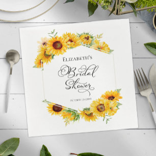 Sunflower Floral Arch Fall Bridal Shower Napkins