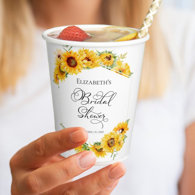 Sunflower Floral Arch Fall Bridal Shower Paper Cups (Creator Uploaded)
