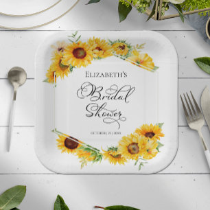 Sunflower Floral Arch Fall Bridal Shower Paper Plate