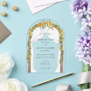 Sunflower Floral Arch Summer Fall Boho Wedding Acrylic Invitations