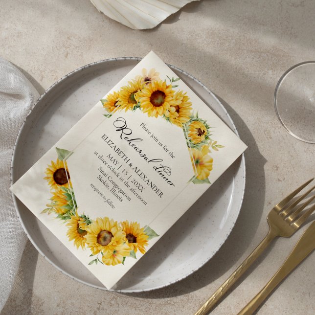 Sunflower Floral Autumn Wedding Rehearsal Dinner Invitation (Creator Uploaded)