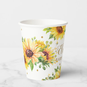 Sunflower Floral Baby Shower Birthday Bridal Paper Cups