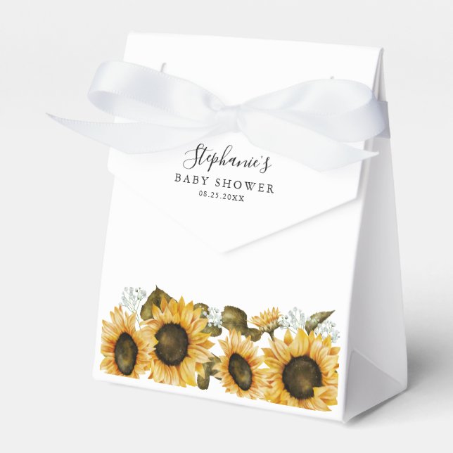 Sunflower Floral Baby Shower Favour Box (Front Side)