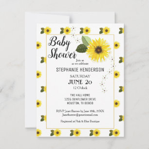 Sunflower Floral Baby Shower Invitation