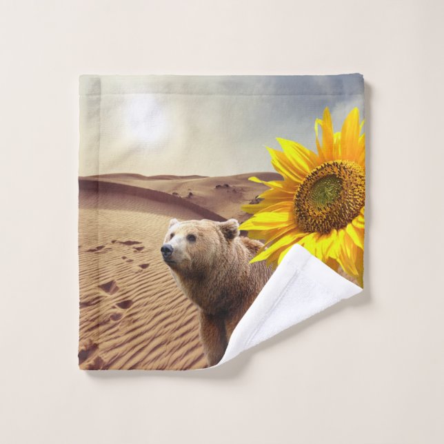 Sunflower Floral Bear Bath Towel Sets (Wash Cloth)