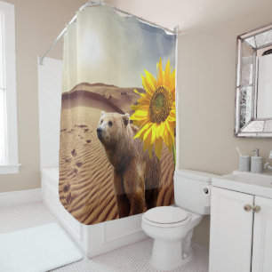 Sunflower Floral Bear Shower Curtain