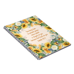 Sunflower Floral Bible Verse Keep Perfect Peace Notebook