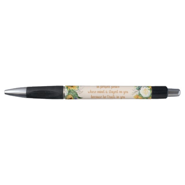 Sunflower Floral Bible Verse Keep Perfect Peace   Pen (Front)