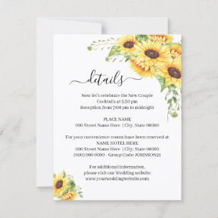 Sunflower Floral Boho Chic details insert card