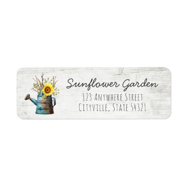Sunflower Floral & Bois rustique Adresse de retour (Devant)