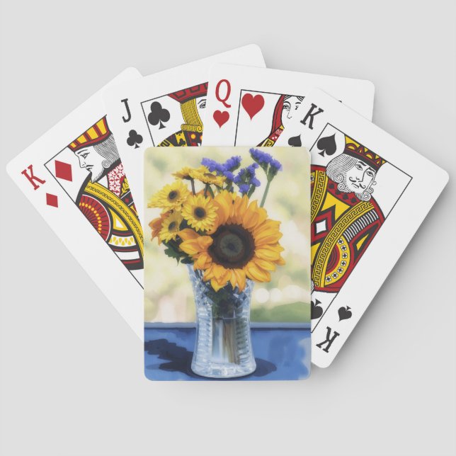 Sunflower Floral Bouquet Playing Cards (Back)