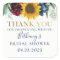 Sunflower Floral Bridal Shower Gold Thank You Squa