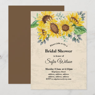 sunflower, floral bridal shower, invitation