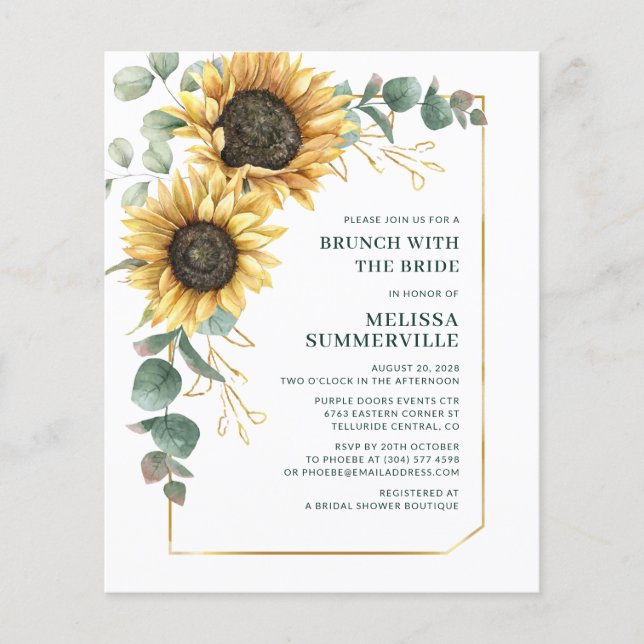 Sunflower Floral Bridal Shower Invitation (Front)