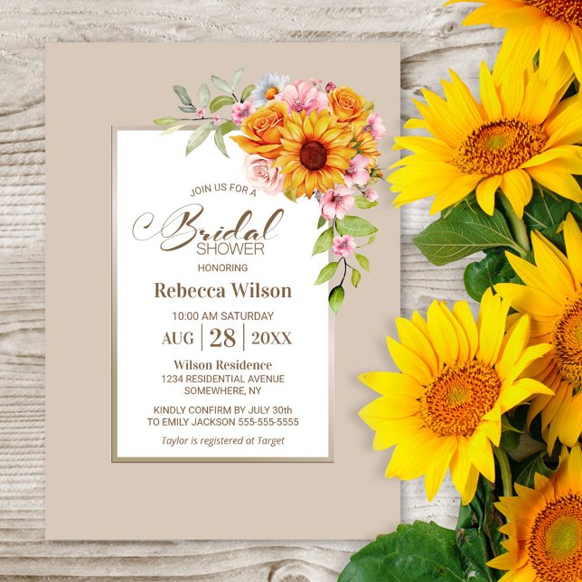 Sunflower Floral Bridal Shower Invitation (Creator Uploaded)
