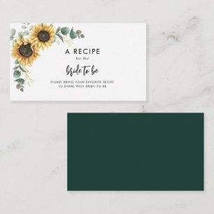 Sunflower Floral Bridal Shower Recipe Enclosure Card