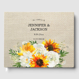 Sunflower Floral - Burlap Guest Book