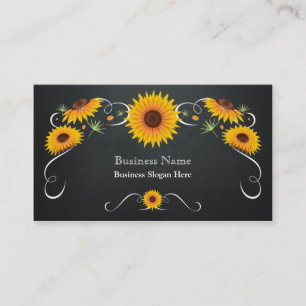 Sunflower Floral Chalkboard Vintage Business Card
