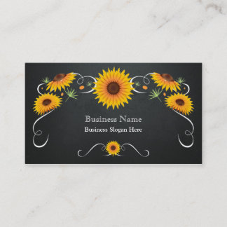 Sunflower Floral Chalkboard Vintage Business Card