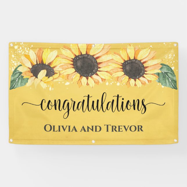 Sunflower Floral Congratulations Engagement Banner (Horizontal)