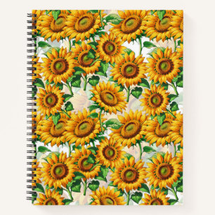 Sunflower Floral Cottagecore Pattern Notebook