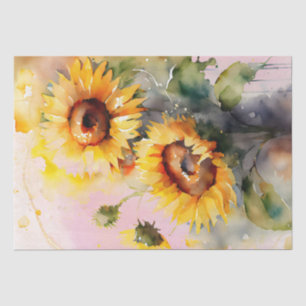 Sunflower Floral Decoupage Watercolor Tissue Paper