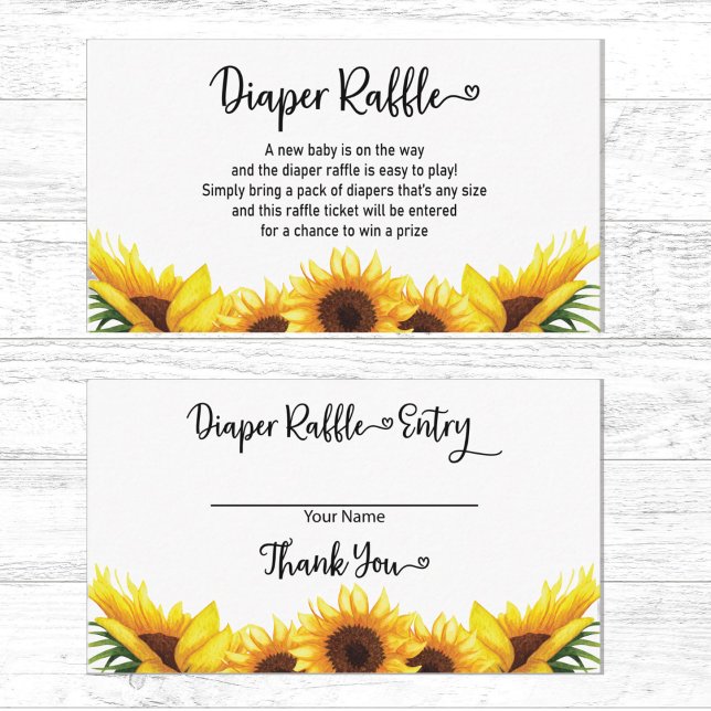 Sunflower Floral Diaper Raffle Baby Shower Enclosure Card (Creator Uploaded)