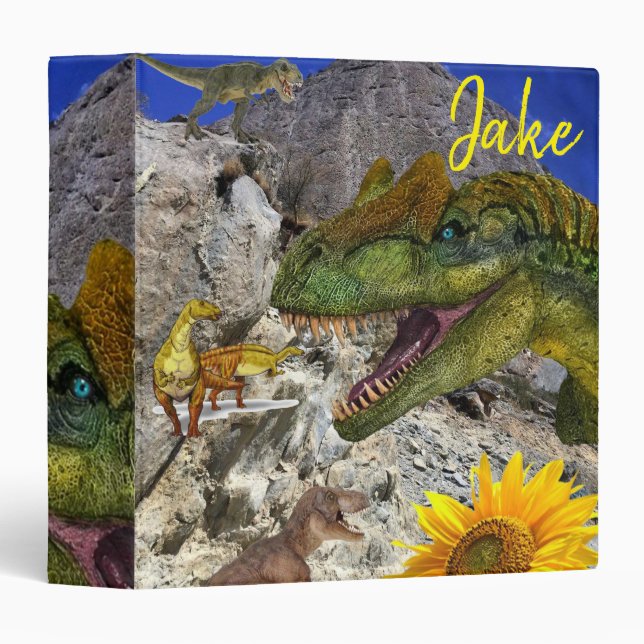 Sunflower Floral Dinosaur Avery Binder (Front/Spine)
