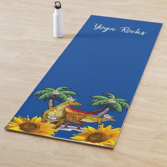 Sunflower Floral Dinosaur  Yoga Mat (In Situ)