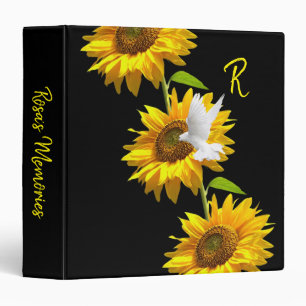 Sunflower Floral Dove Black Avery Binder